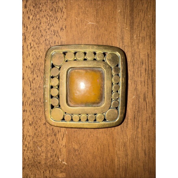 Rich Vintage Character Brass Belt Buckle Artisan Made Brutalist Mid Century - Picture 2 of 8